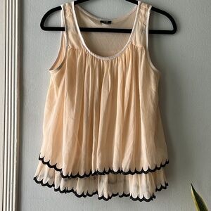 H&M•double scalloped hem babydoll blouse•sz 4